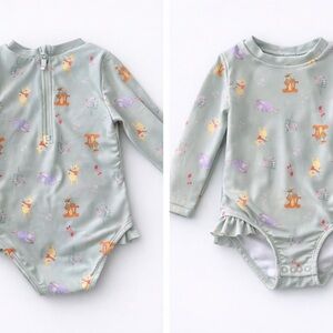 Disney Kids Swim One Piece - Green with Multicolor Characters